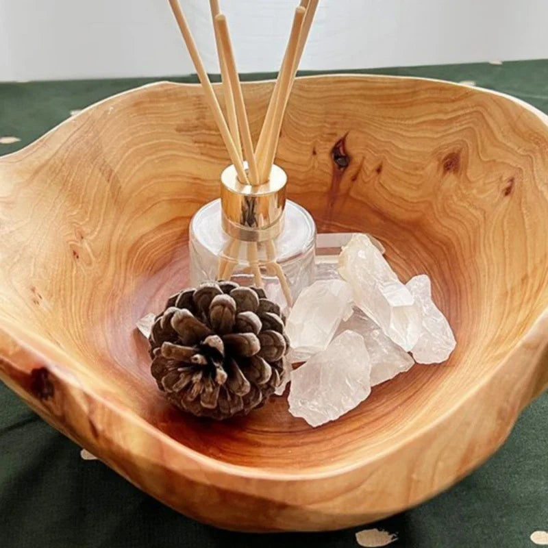 Natural Wood Fruit Tray - Rustic Snack & Sushi Bowl