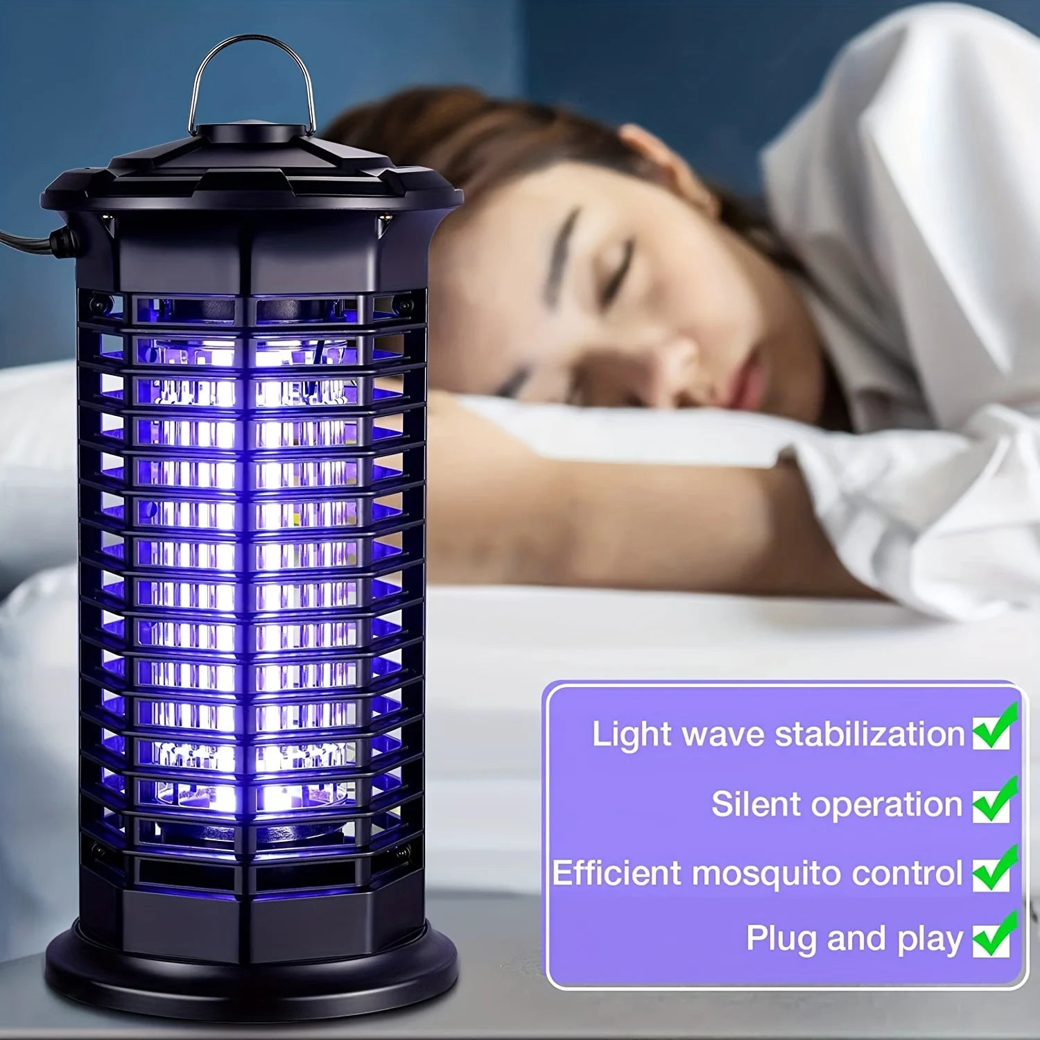 High-performance Outdoor Mosquito Destroyer - Alluring UV LED Trap with Electric Shock, Safe Household Pest Solution for