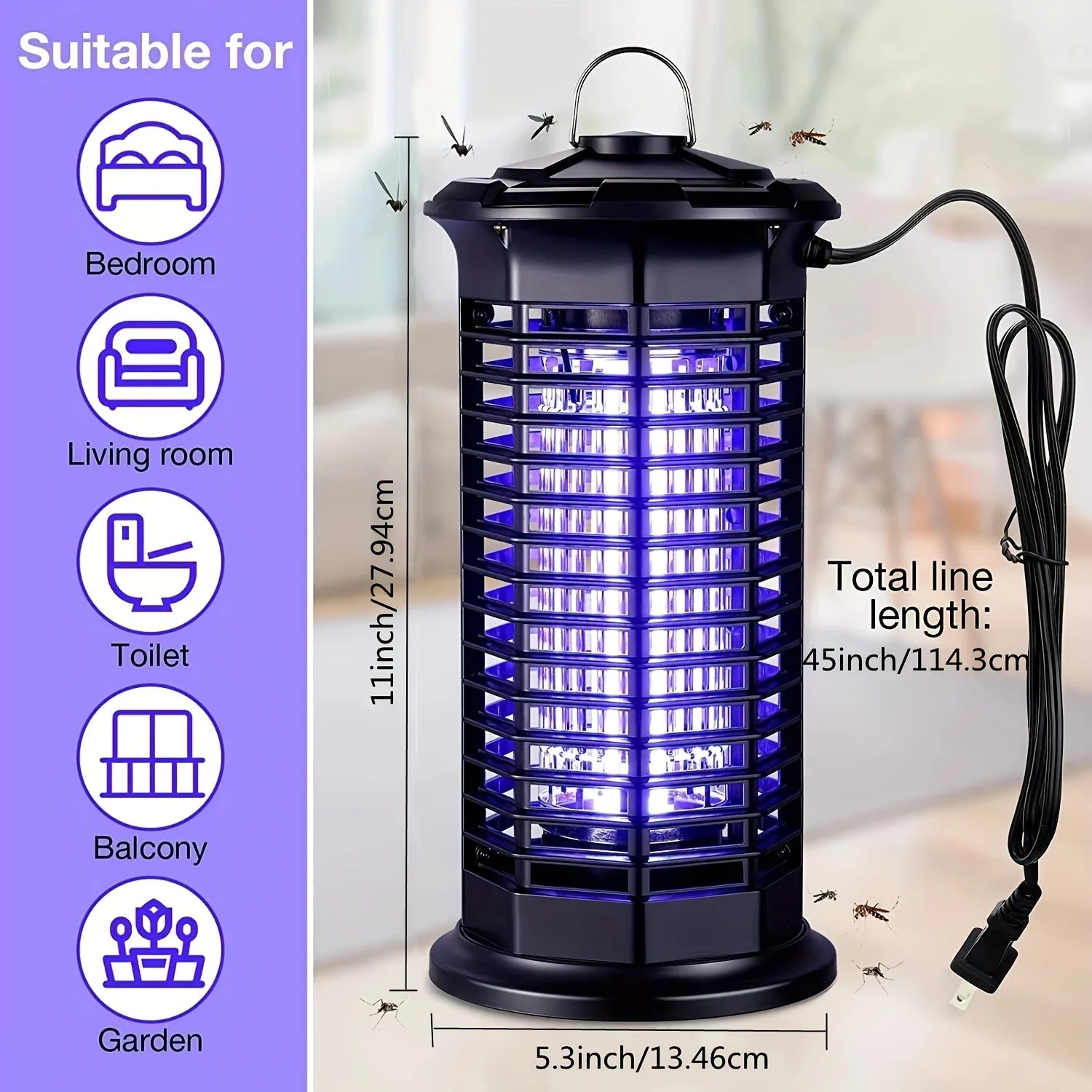 High-performance Outdoor Mosquito Destroyer - Alluring UV LED Trap with Electric Shock, Safe Household Pest Solution for