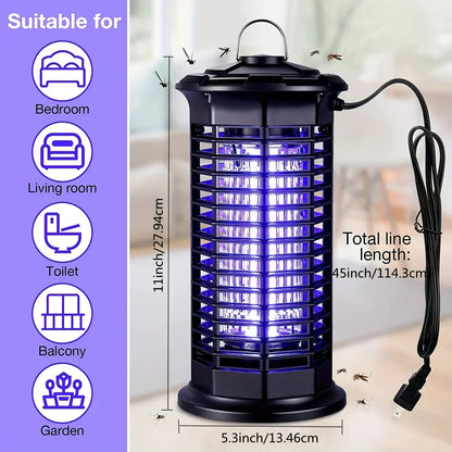 High-performance Outdoor Mosquito Destroyer - Alluring UV LED Trap with Electric Shock, Safe Household Pest Solution for
